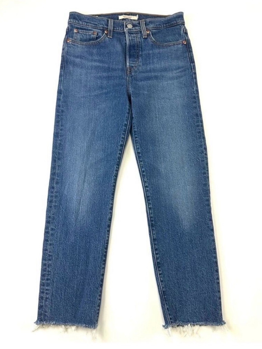 Levis wedgie straight jeans Womens Size 26in waist Inseam 25in denim raw hem